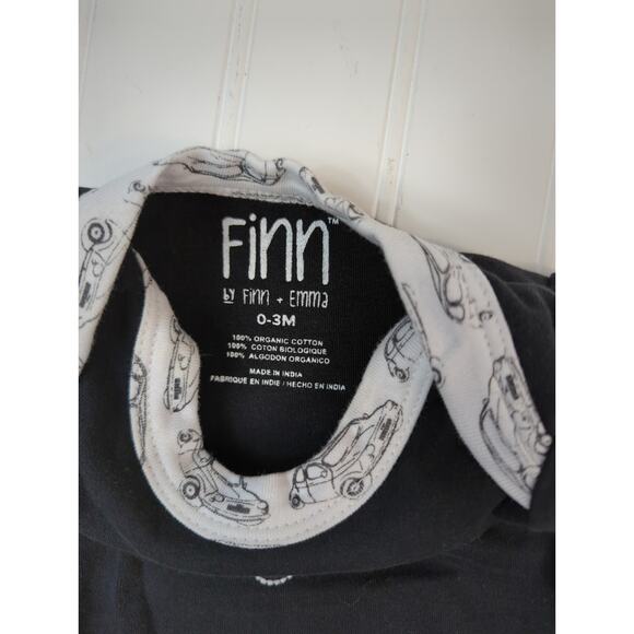 Finn by Finn + Emma Pants Onesie Outfit Black White 0-3M - Picture 5 of 6